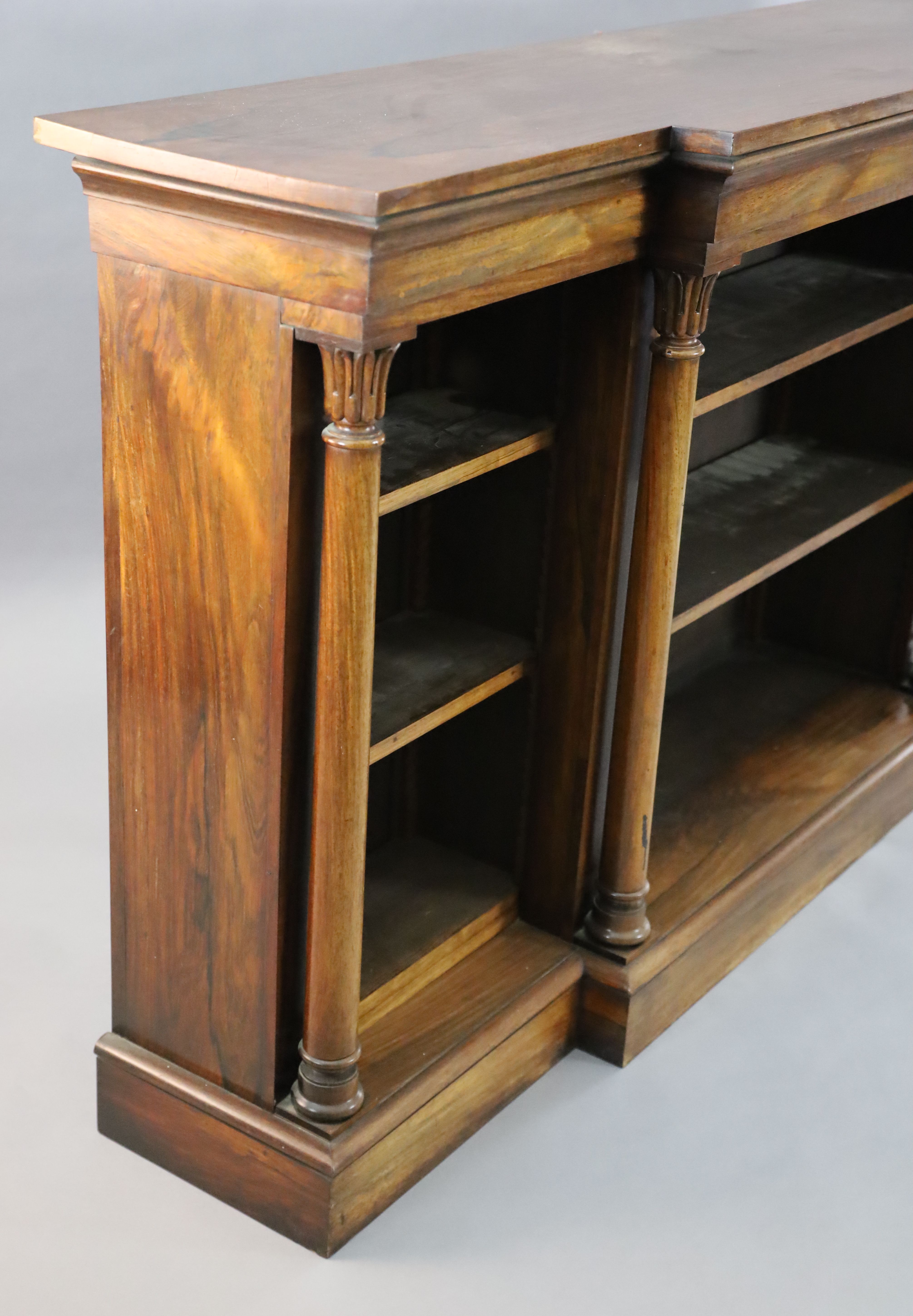 A William IV rosewood dwarf bookcase, W.6ft 6in. D.1ft 5in. H.3ft 6in.